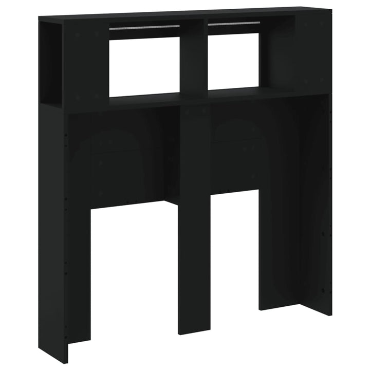 sengegavl med LED-lys 100x18,5x103,5 cm konstrueret træ sort