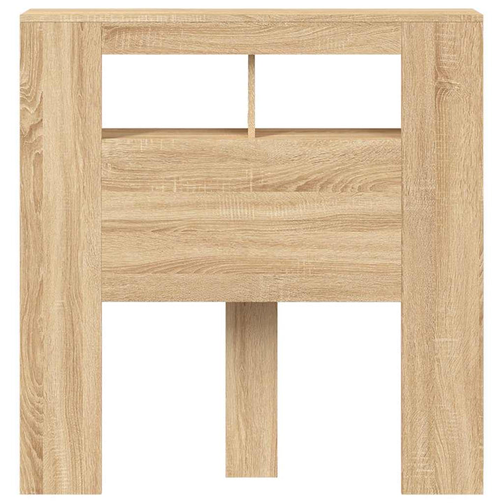 sengegavl 100x18,5x103,5 cm LED-lys konstrueret træ sonoma-eg