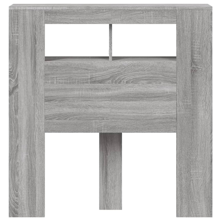 sengegavl 100x18,5x103,5 cm LED-lys konstrueret træ grå sonoma