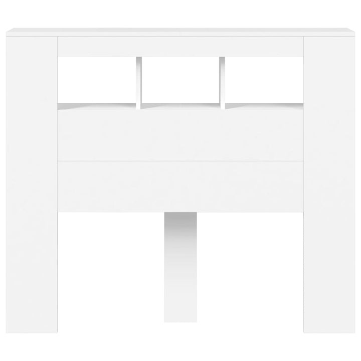 sengegavl med LED-lys 120x18,5x103,5 cm konstrueret træ hvid