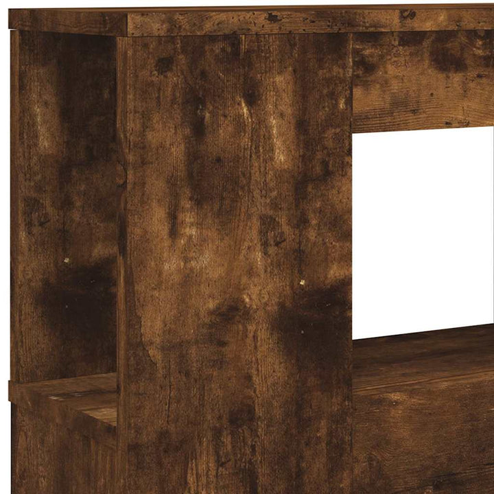 sengegavl m. LED-lys 120x18,5x103,5 cm konstrueret træ røget eg