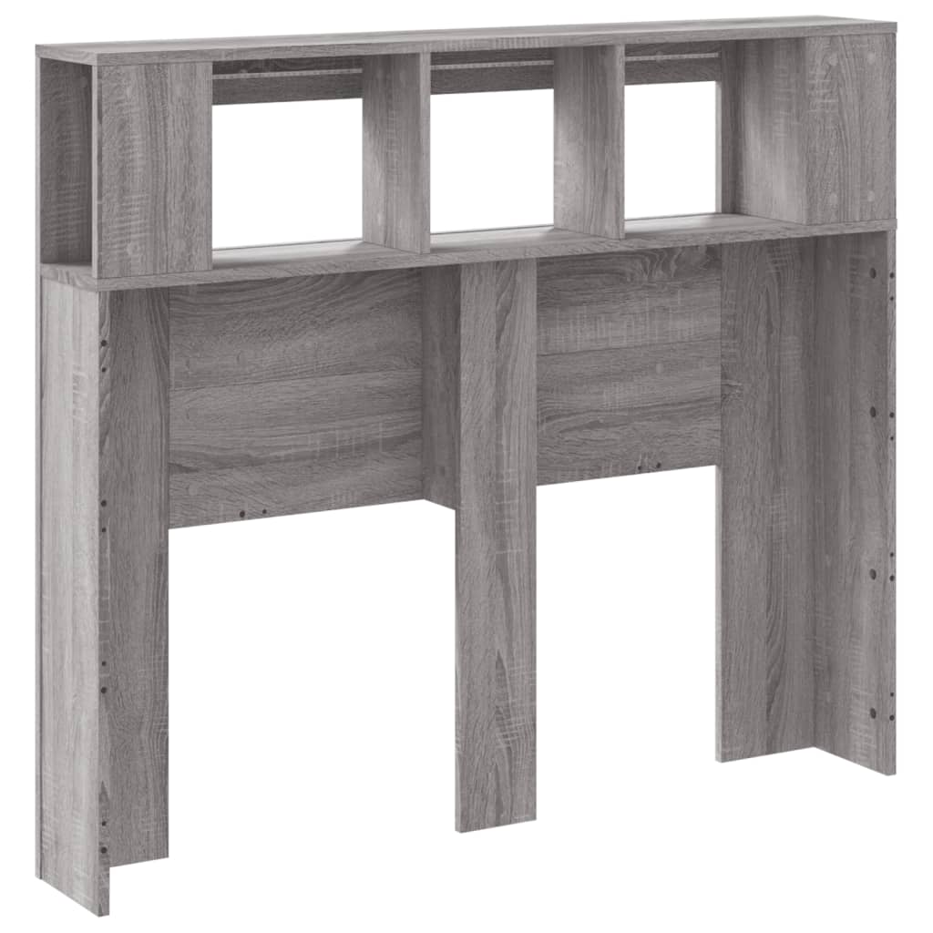 sengegavl 120x18,5x103,5 cm LED-lys konstrueret træ grå sonoma