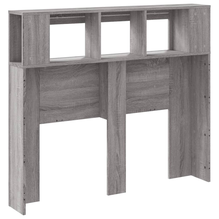 sengegavl 120x18,5x103,5 cm LED-lys konstrueret træ grå sonoma