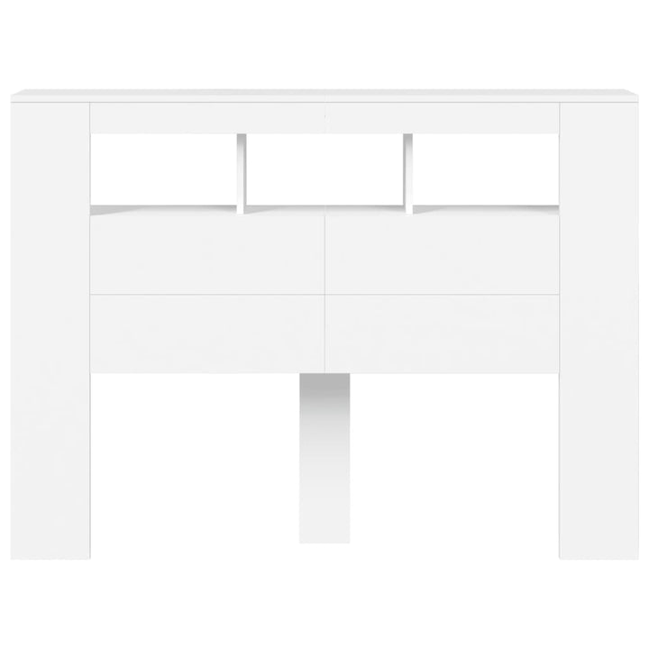 sengegavl med LED-lys 140x18,5x103,5 cm konstrueret træ hvid
