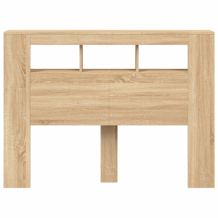 sengegavl 140x18,5x103,5 cm LED-lys konstrueret træ sonoma-eg