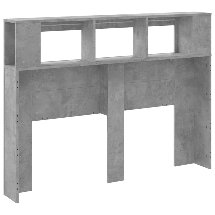 sengegavl m. LED-lys 140x18,5x103,5 cm konstrueret træ betongrå