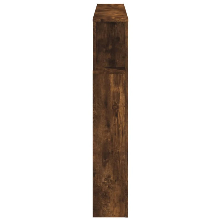 sengegavl m. LED-lys 140x18,5x103,5 cm konstrueret træ røget eg