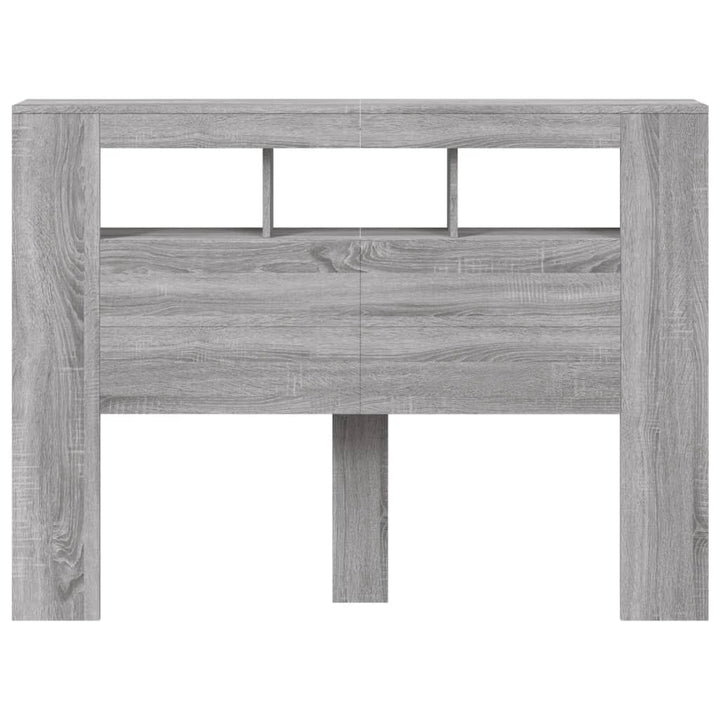 sengegavl 140x18,5x103,5 cm LED-lys konstrueret træ grå sonoma