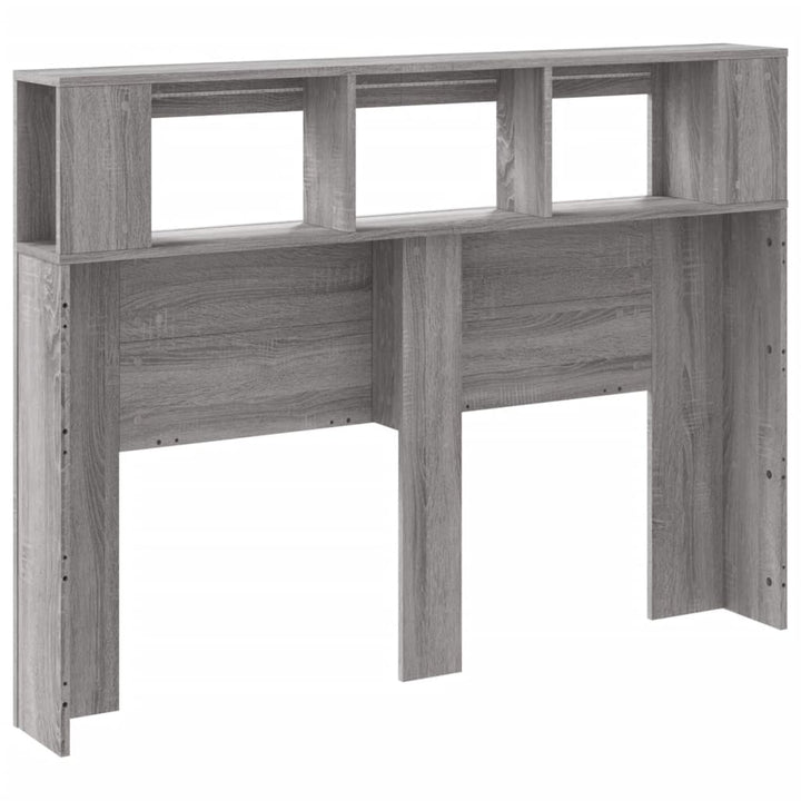 sengegavl 140x18,5x103,5 cm LED-lys konstrueret træ grå sonoma