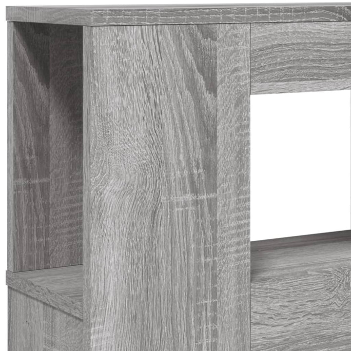 sengegavl 140x18,5x103,5 cm LED-lys konstrueret træ grå sonoma