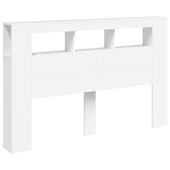 sengegavl med LED-lys 160x18,5x103,5 cm konstrueret træ hvid