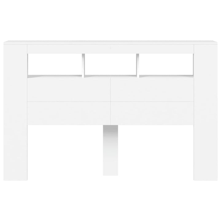 sengegavl med LED-lys 160x18,5x103,5 cm konstrueret træ hvid
