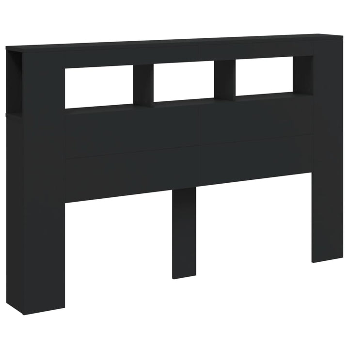 sengegavl med LED-lys 160x18,5x103,5 cm konstrueret træ sort