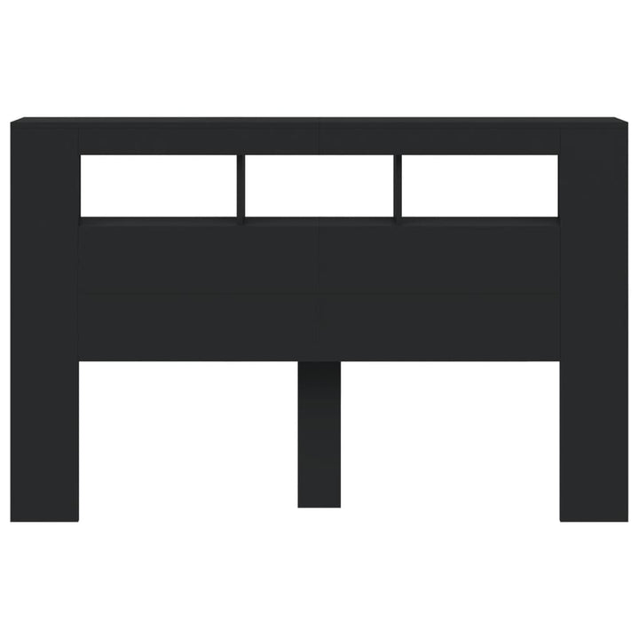 sengegavl med LED-lys 160x18,5x103,5 cm konstrueret træ sort