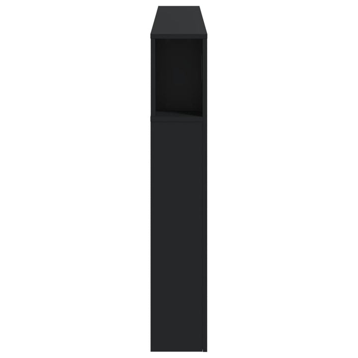 sengegavl med LED-lys 160x18,5x103,5 cm konstrueret træ sort