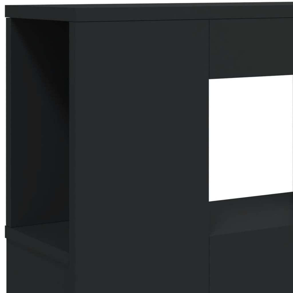 sengegavl med LED-lys 160x18,5x103,5 cm konstrueret træ sort