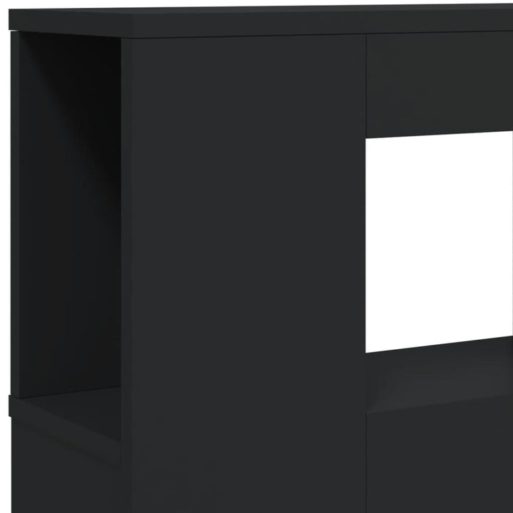 sengegavl med LED-lys 160x18,5x103,5 cm konstrueret træ sort