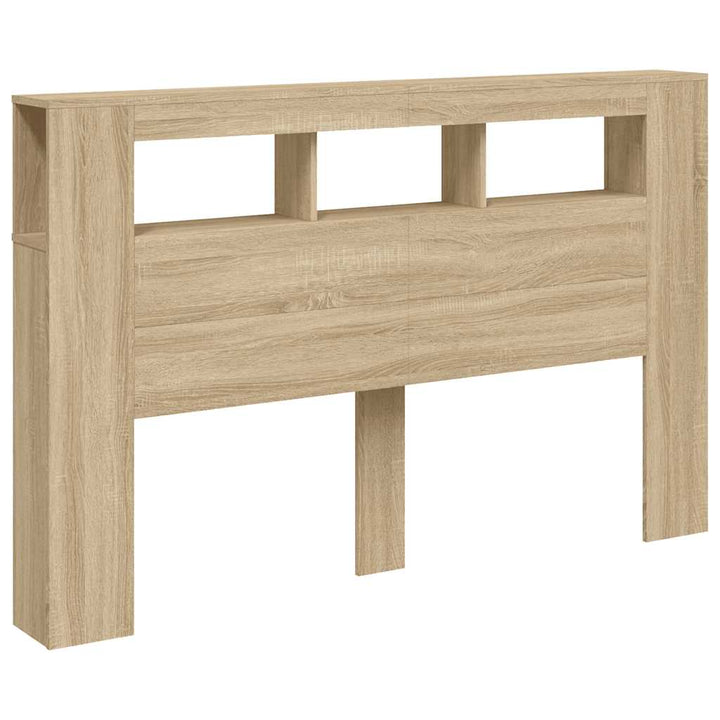 sengegavl 160x18,5x103,5 cm LED-lys konstrueret træ sonoma-eg