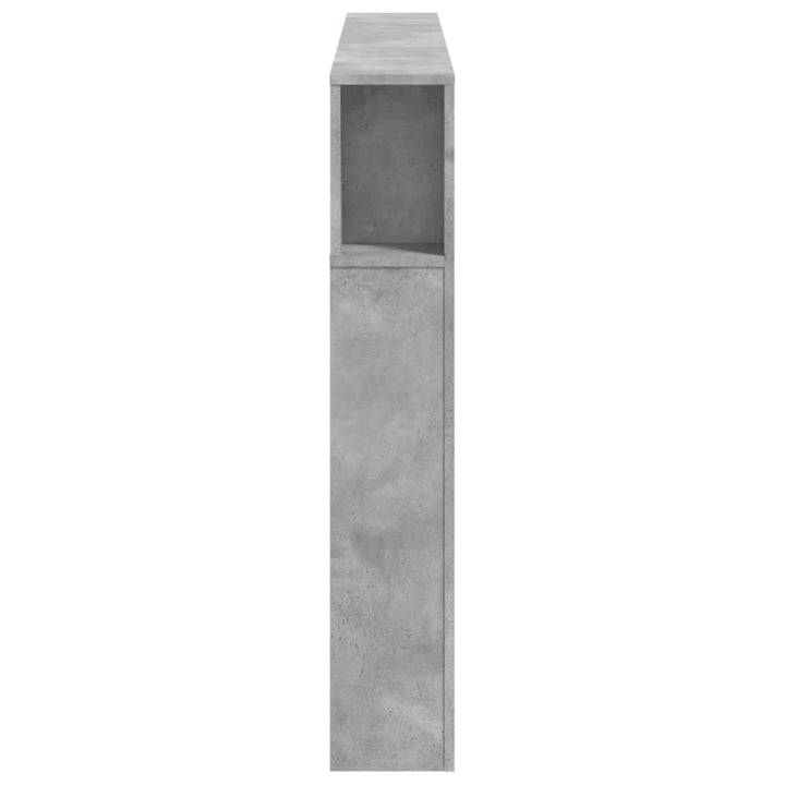 sengegavl m. LED-lys 160x18,5x103,5 cm konstrueret træ betongrå