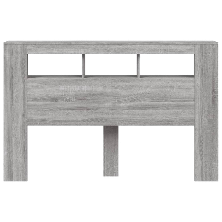 sengegavl 160x18,5x103,5 cm LED-lys konstrueret træ grå sonoma
