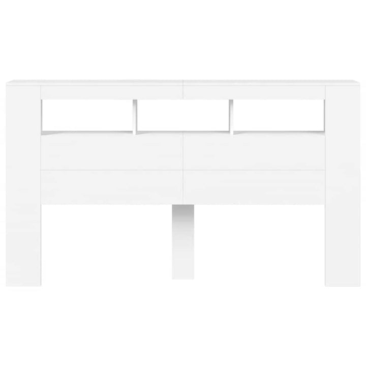 sengegavl med LED-lys 180x18,5x103,5 cm konstrueret træ hvid