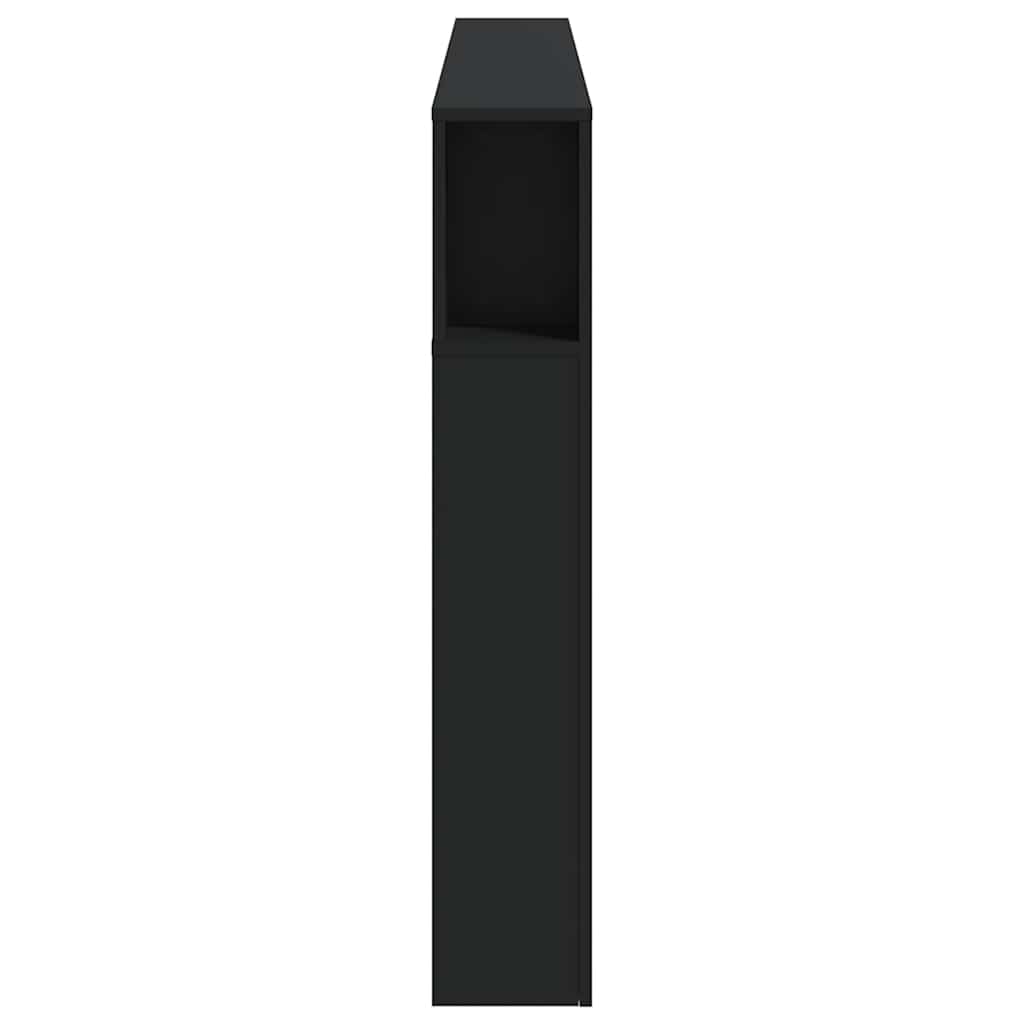 sengegavl med LED-lys 180x18,5x103,5 cm konstrueret træ sort