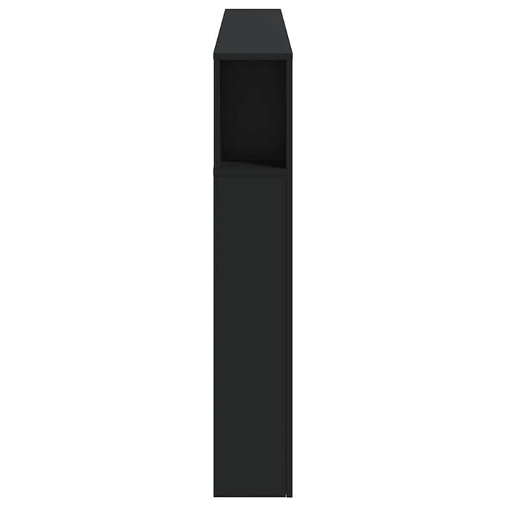 sengegavl med LED-lys 180x18,5x103,5 cm konstrueret træ sort