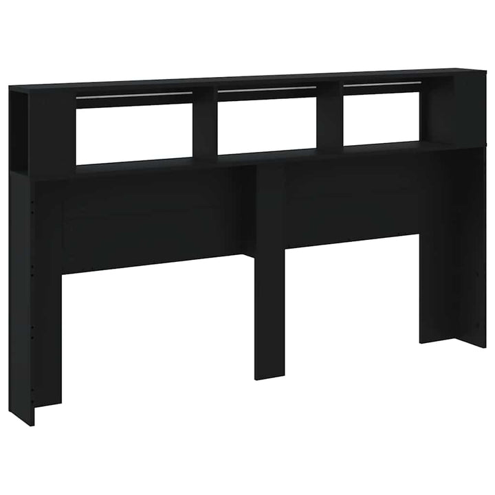 sengegavl med LED-lys 180x18,5x103,5 cm konstrueret træ sort