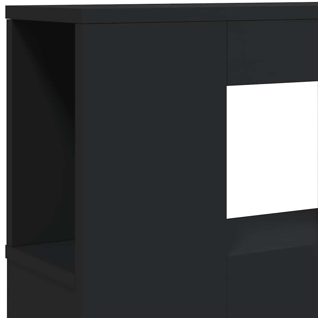 sengegavl med LED-lys 180x18,5x103,5 cm konstrueret træ sort