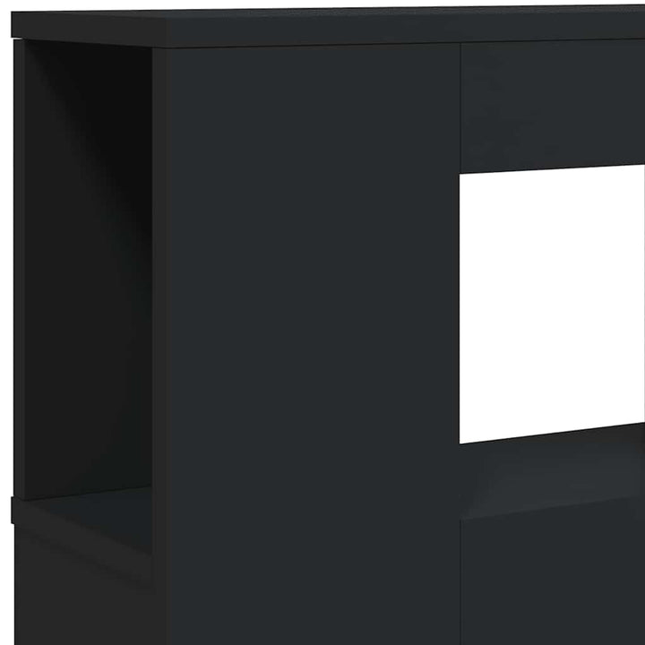 sengegavl med LED-lys 180x18,5x103,5 cm konstrueret træ sort
