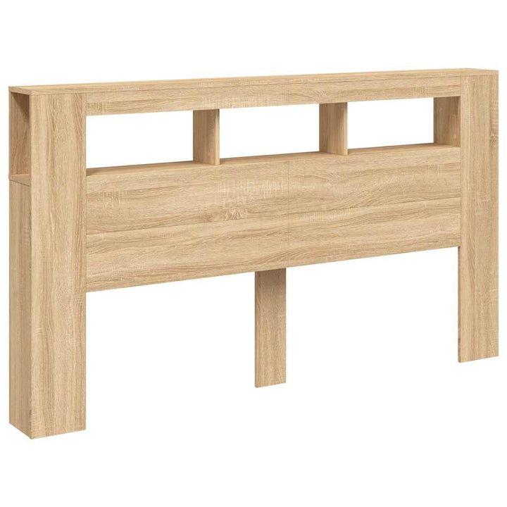 sengegavl 180x18,5x103,5 cm LED-lys konstrueret træ sonoma-eg