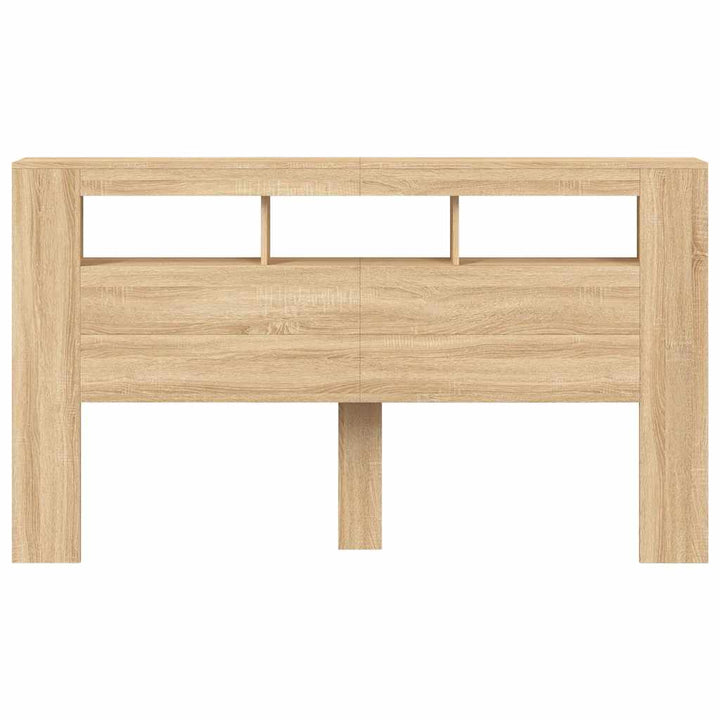 sengegavl 180x18,5x103,5 cm LED-lys konstrueret træ sonoma-eg