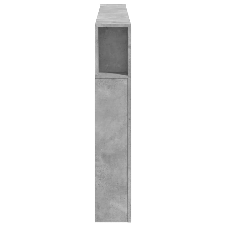sengegavl m. LED-lys 180x18,5x103,5 cm konstrueret træ betongrå