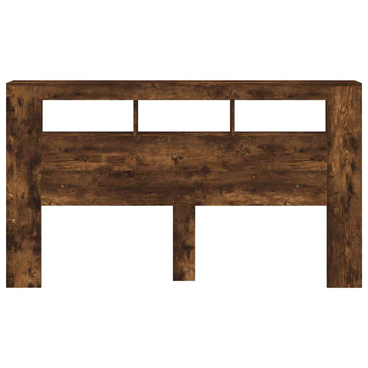 sengegavl m. LED-lys 180x18,5x103,5 cm konstrueret træ røget eg