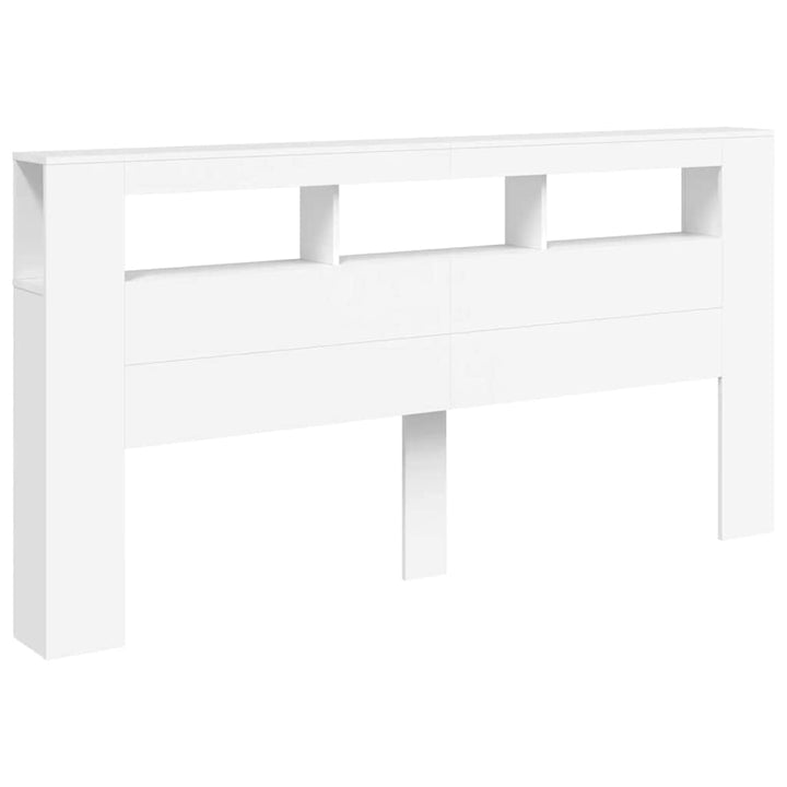 sengegavl med LED-lys 200x18,5x103,5 cm konstrueret træ hvid