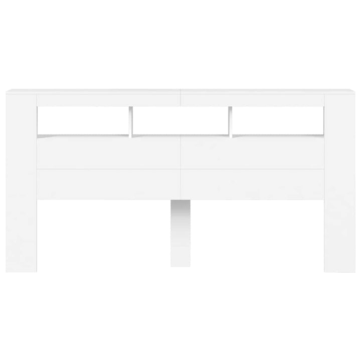 sengegavl med LED-lys 200x18,5x103,5 cm konstrueret træ hvid