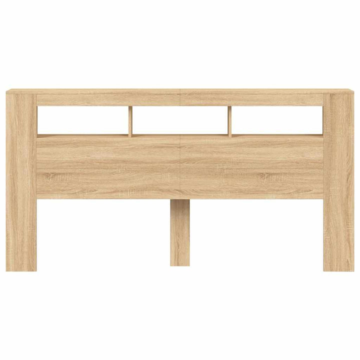 sengegavl 200x18,5x103,5 cm LED-lys konstrueret træ sonoma-eg