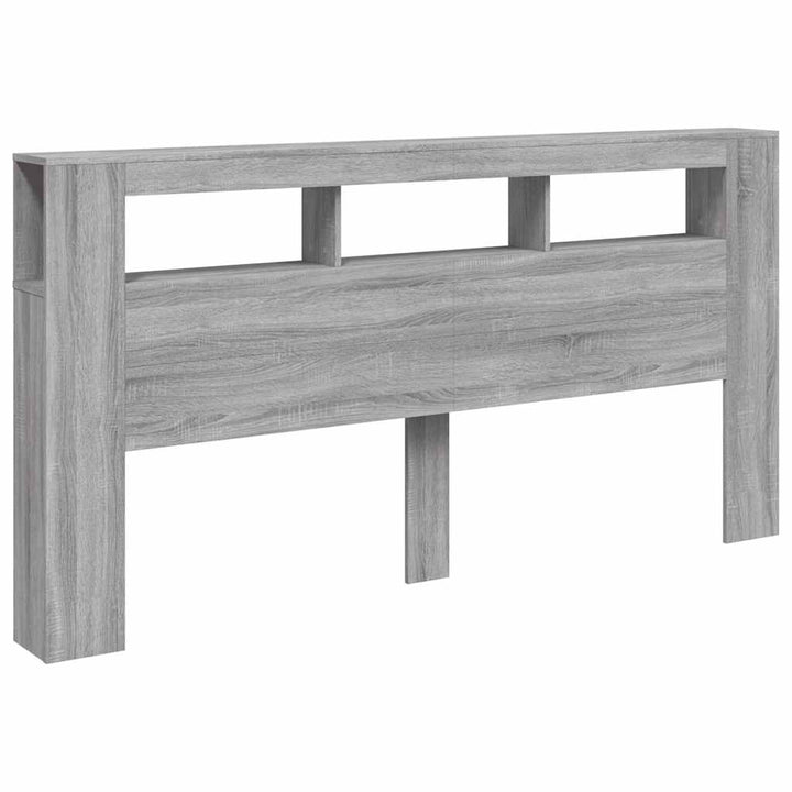 sengegavl 200x18,5x103,5 cm LED-lys konstrueret træ grå sonoma
