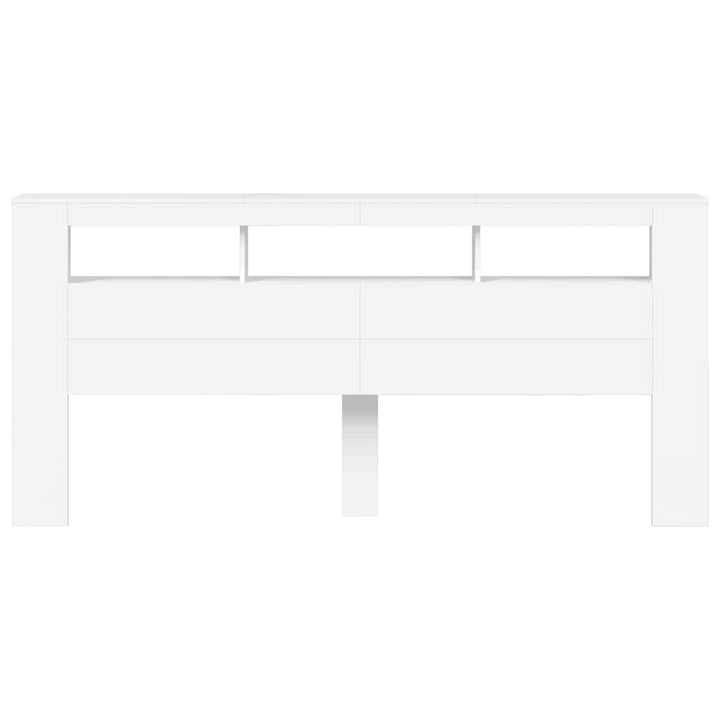 sengegavl med LED-lys 220x18,5x103,5 cm konstrueret træ hvid
