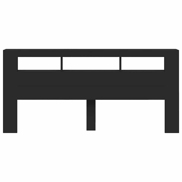 sengegavl med LED-lys 220x18,5x103,5 cm konstrueret træ sort