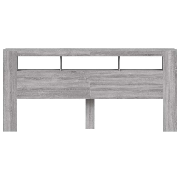sengegavl 220x18,5x103,5 cm LED-lys konstrueret træ grå sonoma