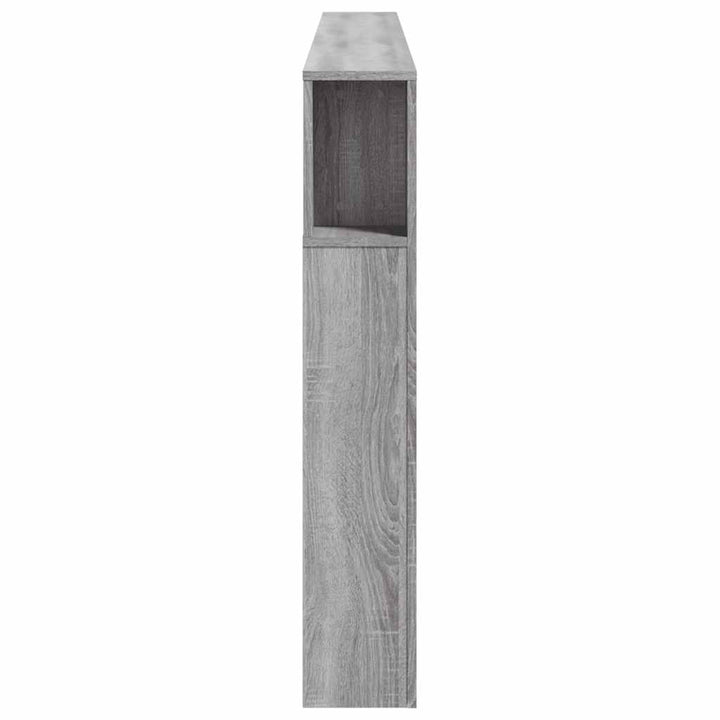 sengegavl 220x18,5x103,5 cm LED-lys konstrueret træ grå sonoma