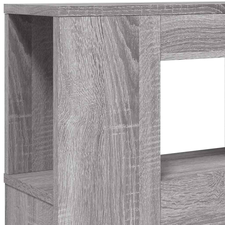 sengegavl 220x18,5x103,5 cm LED-lys konstrueret træ grå sonoma