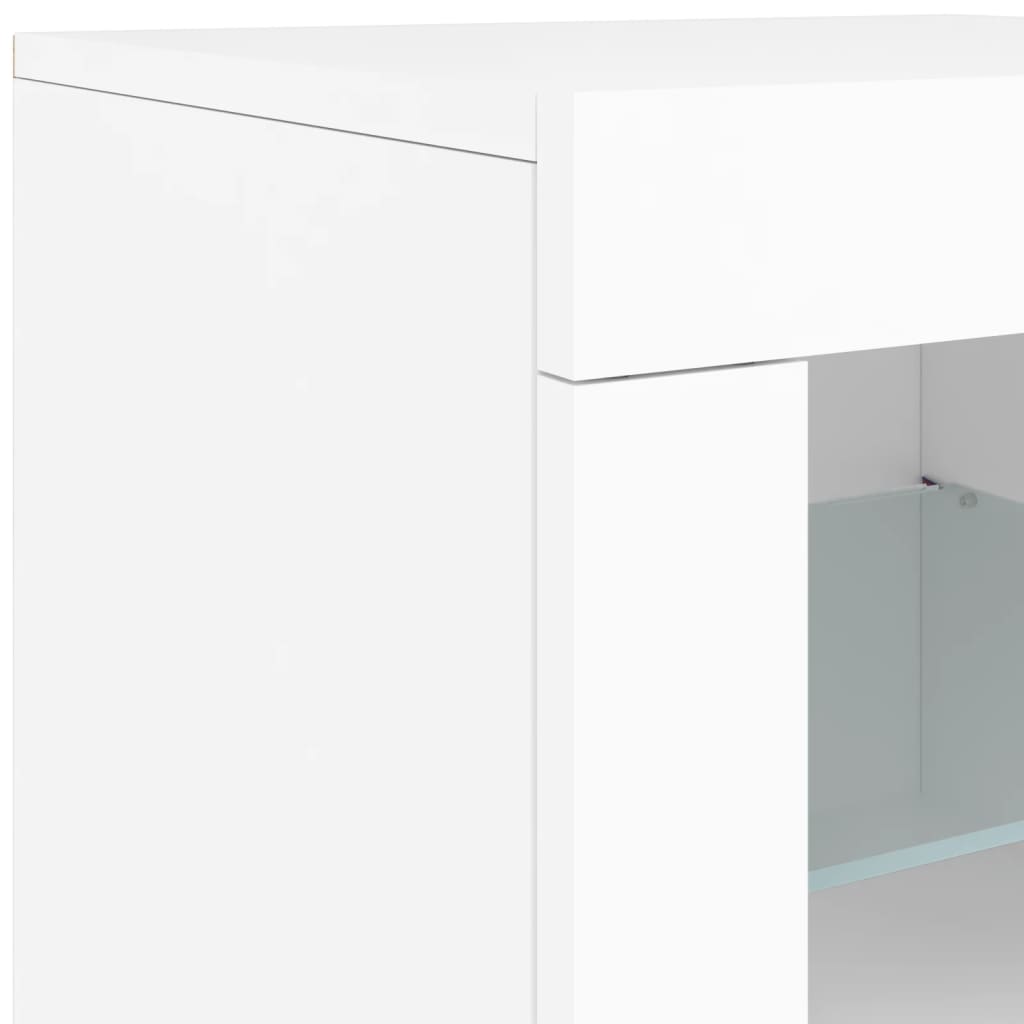 skænk med LED-lys 162x37x67 cm hvid
