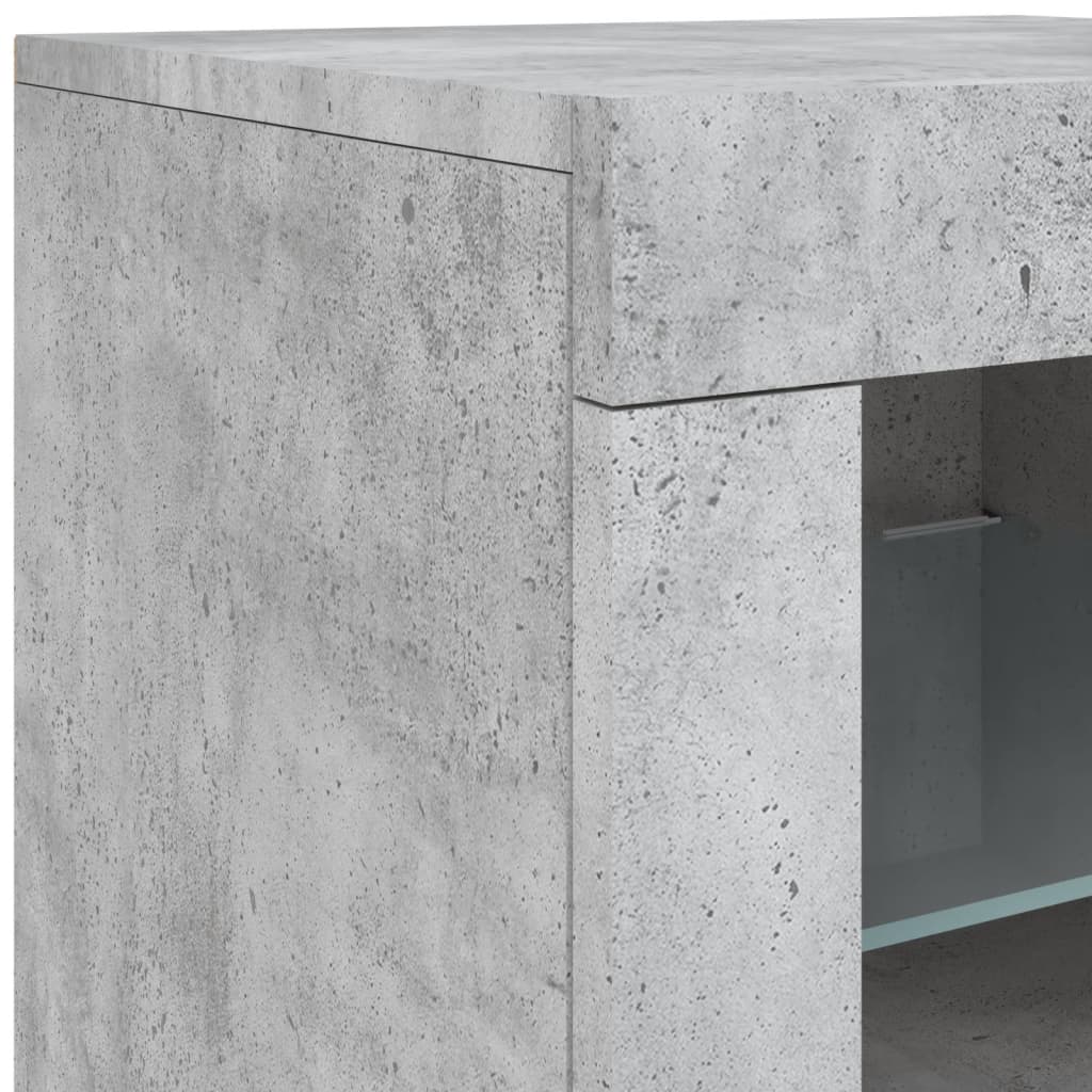 skænk med LED-lys 162x37x67 cm betongrå