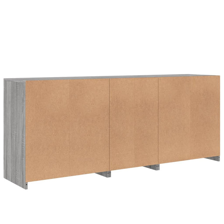 skænk med LED-lys 162x35x75 cm grå sonoma-eg