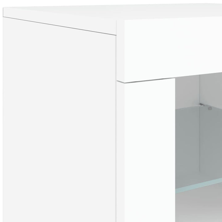 skænk med LED-lys 181,5x37x67 cm hvid