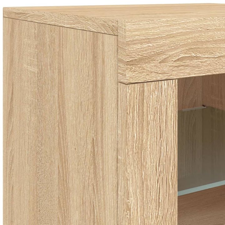 skænk med LED-lys 181,5x37x67 cm sonoma-eg
