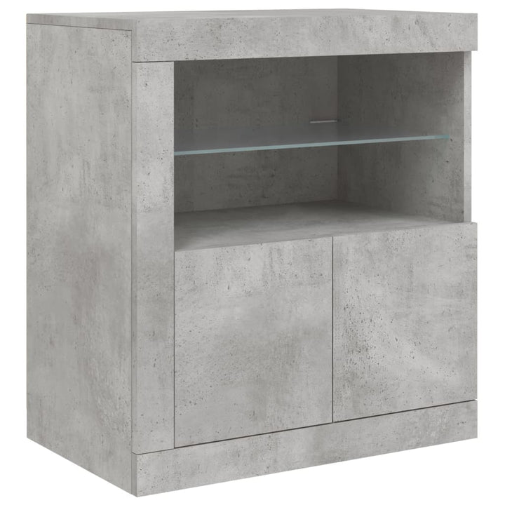 skænk med LED-lys 181,5x37x67 cm betongrå