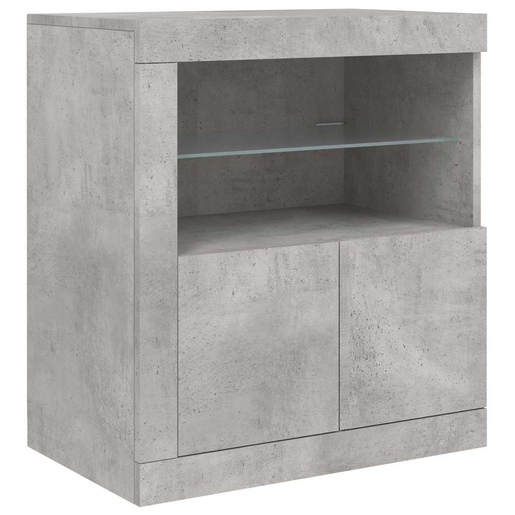skænk med LED-lys 181,5x37x67 cm betongrå